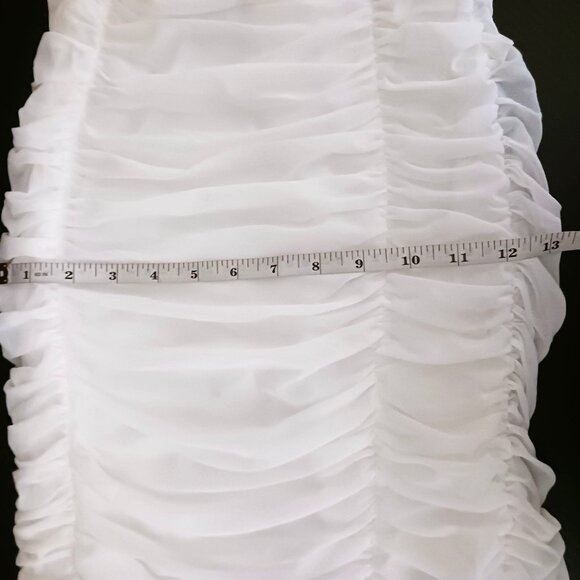 Lulus Ruched Romantic White Mesh Off-the-Shoulder Mermaid Maxi Dress, Size M - Picture 15 of 16